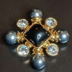 Joan Rivers Couture Collection Maltese‑Style Brooch with Faux Pearls & Crystal